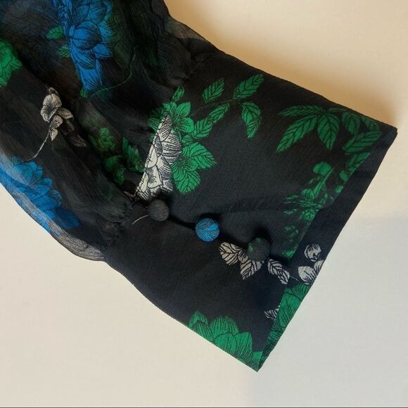 Vince Camuto- Floral-Print Cinched-Waist Top - Picture 5 of 9